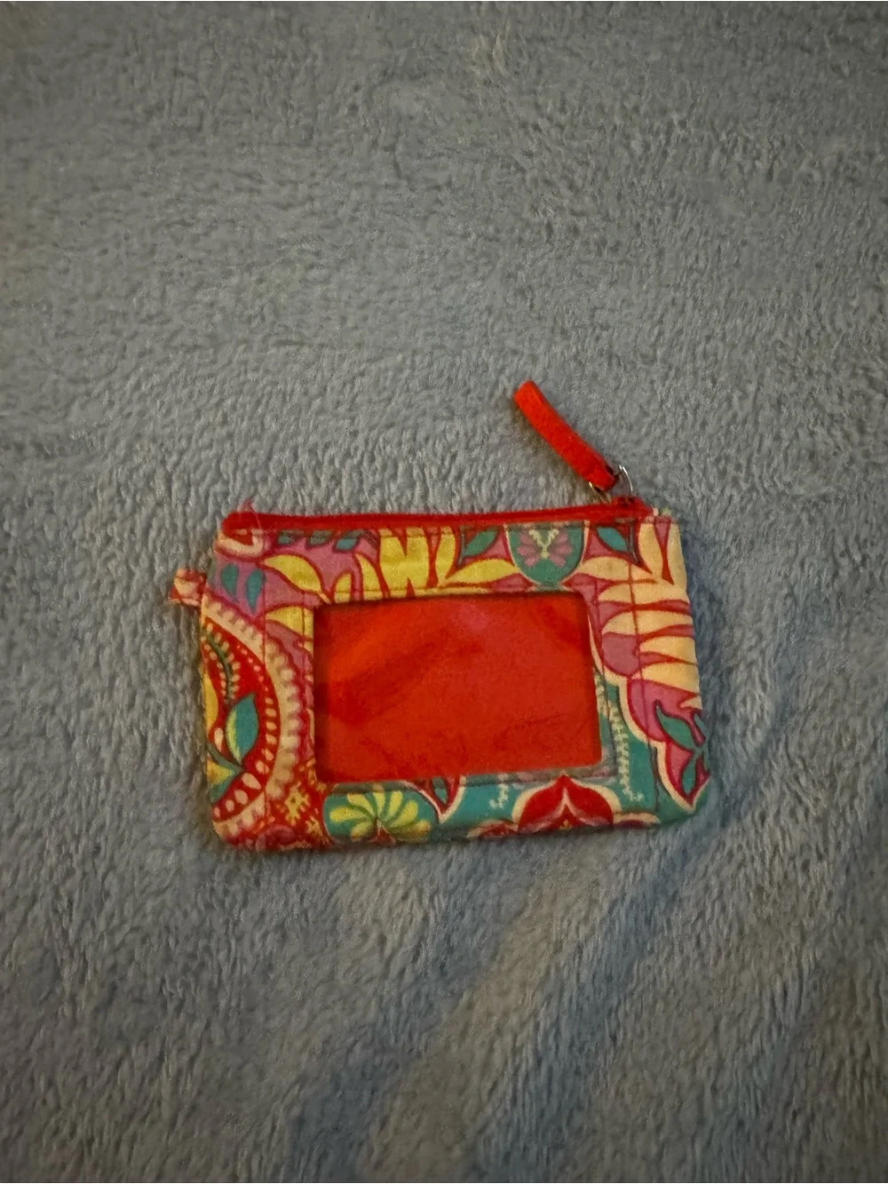 Vera Bradley Multicolor Floral ID Zip Pouch with Red Accents